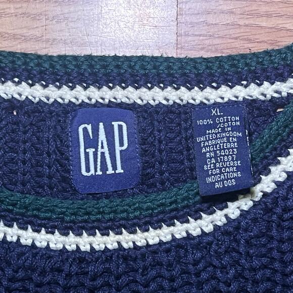 Gap Made in UK Navy Knit Sweater XL 90s Retro Preppy Ivy League Slouchy Grandpa - Picture 6 of 7